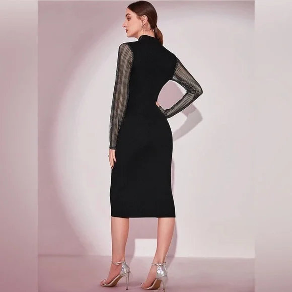 NWOT Black bodycon knit dress - Picture 4 of 10